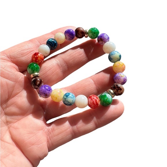 Volcanic Stone Multicolored Beaded Stretch Bracelet - Picture 4 of 4